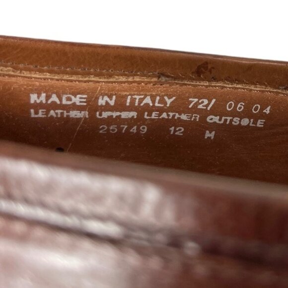 Bostonian Brown Leather Upper Dress Shoe Slip On Tassels Made in Italy Size 12 - Picture 13 of 16